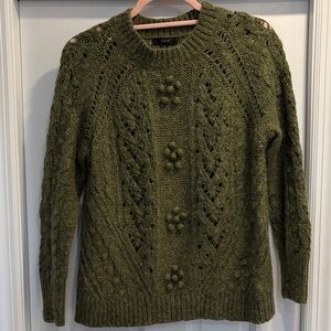 J. Crew Olive Cable Knit Sweater